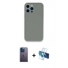 MARSİLYAN™- iPhone 13 Pro Max Kılıf Zirve Modern Özel Seri - Siyah 3D Antistatik Cam Ekran Koruyucu + Neon Fosforlu Kamera Lens - MI