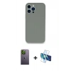 MARSİLYAN™- iPhone 13 Pro Max Kılıf Zirve Modern Özel Seri - Siyah 3D Antistatik Cam Ekran Koruyucu + Neon Fosforlu Kamera Lens - YL