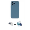 MARSİLYAN™- iPhone 13 Pro Max Kılıf Zirve Modern Özel Seri - Siyah 3D Antistatik Cam Ekran Koruyucu + Pers Alüminyum Kamera Lens - LT