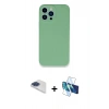 MARSİLYAN™- iPhone 13 Pro Max Kılıf Zirve Modern Özel Seri - Siyah 3D Antistatik Cam Ekran Koruyucu + Pers Alüminyum Kamera Lens - LT