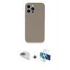 MARSİLYAN™- iPhone 13 Pro Max Kılıf Zirve Modern Özel Seri - Siyah 3D Antistatik Cam Ekran Koruyucu + Pers Alüminyum Kamera Lens - GD