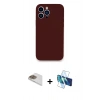 MARSİLYAN™- iPhone 13 Pro Max Kılıf Zirve Modern Özel Seri - Siyah 3D Antistatik Cam Ekran Koruyucu + Pers Alüminyum Kamera Lens - GD