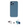 MARSİLYAN™- iPhone 13 Pro Max Kılıf Zirve Modern Özel Seri - Siyah 3D Antistatik Cam Ekran Koruyucu + Pers Alüminyum Kamera Lens - GI