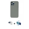 MARSİLYAN™- iPhone 13 Pro Max Kılıf Zirve Modern Özel Seri - Siyah 3D Antistatik Cam Ekran Koruyucu + Pers Alüminyum Kamera Lens - LT