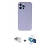 MARSİLYAN™- iPhone 13 Pro Max Kılıf Zirve Modern Özel Seri - Siyah 3D Antistatik Cam Ekran Koruyucu + Pers Alüminyum Kamera Lens - SABE