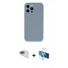 MARSİLYAN™- iPhone 13 Pro Max Kılıf Zirve Modern Özel Seri - Siyah 3D Antistatik Cam Ekran Koruyucu + Pers Alüminyum Kamera Lens - GI