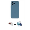 MARSİLYAN™- iPhone 13 Pro Max Kılıf Zirve Modern Özel Seri - Siyah 3D Antistatik Cam Ekran Koruyucu + Pers Alüminyum Kamera Lens - KI