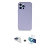 MARSİLYAN™- iPhone 13 Pro Max Kılıf Zirve Modern Özel Seri - Siyah 3D Antistatik Cam Ekran Koruyucu + Pers Alüminyum Kamera Lens - LT