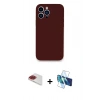 MARSİLYAN™- iPhone 13 Pro Max Kılıf Zirve Modern Özel Seri - Siyah 3D Antistatik Cam Ekran Koruyucu + Pers Alüminyum Kamera Lens - KI