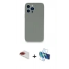 MARSİLYAN™- iPhone 13 Pro Max Kılıf Zirve Modern Özel Seri - Siyah 3D Antistatik Cam Ekran Koruyucu + Pers Alüminyum Kamera Lens - KI