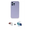 MARSİLYAN™- iPhone 13 Pro Max Kılıf Zirve Modern Özel Seri - Siyah 3D Antistatik Cam Ekran Koruyucu + Pers Alüminyum Kamera Lens - KI
