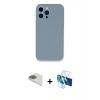 MARSİLYAN™- iPhone 13 Pro Max Kılıf Zirve Modern Özel Seri - Siyah 3D Antistatik Cam Ekran Koruyucu + Pers Alüminyum Kamera Lens - GD