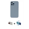MARSİLYAN™- iPhone 13 Pro Max Kılıf Zirve Modern Özel Seri - Siyah 3D Antistatik Cam Ekran Koruyucu + Rainbow Kamera Lens Koruma Cam - KI