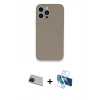 MARSİLYAN™- iPhone 13 Pro Max Kılıf Zirve Modern Özel Seri - Siyah 3D Antistatik Cam Ekran Koruyucu + Rainbow Kamera Lens Koruma Cam - KI