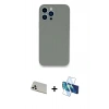 MARSİLYAN™- iPhone 13 Pro Max Kılıf Zirve Modern Özel Seri - Siyah 3D Antistatik Cam Ekran Koruyucu + Rainbow Kamera Lens Koruma Cam - BZ