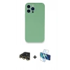 MARSİLYAN™- iPhone 13 Pro Max Kılıf Zirve Modern Özel Seri - Siyah 3D Antistatik Cam Ekran Koruyucu + Raze Metal Kamera Lens - GD