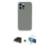 MARSİLYAN™- iPhone 13 Pro Max Kılıf Zirve Modern Özel Seri - Siyah 3D Antistatik Cam Ekran Koruyucu + Raze Metal Kamera Lens - GD