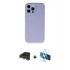 MARSİLYAN™- iPhone 13 Pro Max Kılıf Zirve Modern Özel Seri - Siyah 3D Antistatik Cam Ekran Koruyucu + Raze Metal Kamera Lens - GD