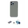 MARSİLYAN™- iPhone 13 Pro Max Kılıf Zirve Modern Özel Seri - Siyah 3D Antistatik Cam Ekran Koruyucu + Renkli Kamera Lens Koruma Cam - MI