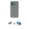MARSİLYAN™- iPhone 13 Pro Max Kılıf Zirve Modern Özel Seri - Siyah 3D Antistatik Cam Ekran Koruyucu + Renkli Kamera Lens Koruma Cam - PE