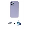 MARSİLYAN™- iPhone 13 Pro Max Kılıf Zirve Modern Özel Seri - Siyah 3D Antistatik Cam Ekran Koruyucu + Renkli Kamera Lens Koruma Cam - SI
