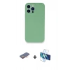 MARSİLYAN™- iPhone 13 Pro Max Kılıf Zirve Modern Özel Seri - Siyah 3D Antistatik Cam Ekran Koruyucu + Renkli Kamera Lens Koruma Cam - TU