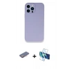 MARSİLYAN™- iPhone 13 Pro Max Kılıf Zirve Modern Özel Seri - Siyah 3D Antistatik Cam Ekran Koruyucu + Renkli Kamera Lens Koruma Cam - PE