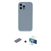 MARSİLYAN™- iPhone 13 Pro Max Kılıf Zirve Modern Özel Seri - Siyah 3D Antistatik Cam Ekran Koruyucu + Renkli Kamera Lens Koruma Cam - TU
