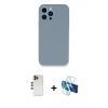 MARSİLYAN™- iPhone 13 Pro Max Kılıf Zirve Modern Özel Seri - Siyah 3D Antistatik Cam Ekran Koruyucu + Shine Kamera Lens - GD