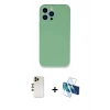 MARSİLYAN™- iPhone 13 Pro Max Kılıf Zirve Modern Özel Seri - Siyah 3D Antistatik Cam Ekran Koruyucu + Shine Kamera Lens - GD