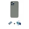 MARSİLYAN™- iPhone 13 Pro Max Kılıf Zirve Modern Özel Seri - Siyah 3D Antistatik Cam Ekran Koruyucu + Shine Kamera Lens Koruma Cam - GI