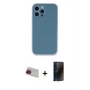 MARSİLYAN™- iPhone 13 Pro Max Kılıf Zirve Modern Özel Seri - Siyah 3D Antistatik Hayalet Cam Ekran Koruyucu + Rainbow Kamera Lens Koruma Cam - KI
