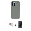 MARSİLYAN™- iPhone 13 Pro Max Kılıf Zirve Modern Özel Seri - Siyah 3D Antistatik Hayalet Cam Ekran Koruyucu + Pers Alüminyum Kamera Lens - GI