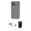 MARSİLYAN™- iPhone 13 Pro Max Kılıf Zirve Modern Özel Seri - Siyah 3D Antistatik Hayalet Cam Ekran Koruyucu + Pers Alüminyum Kamera Lens - GD