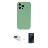 MARSİLYAN™- iPhone 13 Pro Max Kılıf Zirve Modern Özel Seri - Siyah 3D Antistatik Hayalet Cam Ekran Koruyucu + Pers Alüminyum Kamera Lens - LT