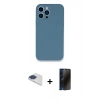 MARSİLYAN™- iPhone 13 Pro Max Kılıf Zirve Modern Özel Seri - Siyah 3D Antistatik Hayalet Cam Ekran Koruyucu + Pers Alüminyum Kamera Lens - LT