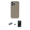 MARSİLYAN™- iPhone 13 Pro Max Kılıf Zirve Modern Özel Seri - Siyah 3D Antistatik Hayalet Cam Ekran Koruyucu + Renkli Kamera Lens Koruma Cam - SI