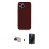 MARSİLYAN™- iPhone 13 Pro Max Kılıf Zirve Modern Özel Seri - Siyah 3D Antistatik Hayalet Cam Ekran Koruyucu + Rainbow Kamera Lens Koruma Cam - KI