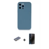 MARSİLYAN™- iPhone 13 Pro Max Kılıf Zirve Modern Özel Seri - Siyah 3D Antistatik Hayalet Cam Ekran Koruyucu + Renkli Kamera Lens Koruma Cam - SI