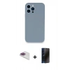 MARSİLYAN™- iPhone 13 Pro Max Kılıf Zirve Modern Özel Seri - Siyah 3D Antistatik Hayalet Cam Ekran Koruyucu + Pers Alüminyum Kamera Lens - GI