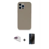 MARSİLYAN™- iPhone 13 Pro Max Kılıf Zirve Modern Özel Seri - Siyah 3D Antistatik Hayalet Cam Ekran Koruyucu + Pers Alüminyum Kamera Lens - GI