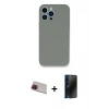 MARSİLYAN™- iPhone 13 Pro Max Kılıf Zirve Modern Özel Seri - Siyah 3D Antistatik Hayalet Cam Ekran Koruyucu + Rainbow Kamera Lens Koruma Cam - KI