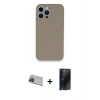 MARSİLYAN™- iPhone 13 Pro Max Kılıf Zirve Modern Özel Seri - Siyah 3D Antistatik Hayalet Cam Ekran Koruyucu + Rainbow Kamera Lens Koruma Cam - MI