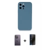 MARSİLYAN™- iPhone 13 Pro Max Kılıf Zirve Modern Özel Seri - Siyah 3D Antistatik Hayalet Cam Ekran Koruyucu + Neon Fosforlu Kamera Lens - BZ