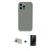 MARSİLYAN™- iPhone 13 Pro Max Kılıf Zirve Modern Özel Seri - Siyah 3D Antistatik Hayalet Cam Ekran Koruyucu + Rainbow Kamera Lens Koruma Cam - BZ