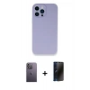 MARSİLYAN™- iPhone 13 Pro Max Kılıf Zirve Modern Özel Seri - Siyah 3D Antistatik Hayalet Cam Ekran Koruyucu + Neon Fosforlu Kamera Lens - BZ