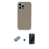 MARSİLYAN™- iPhone 13 Pro Max Kılıf Zirve Modern Özel Seri - Siyah 3D Antistatik Hayalet Cam Ekran Koruyucu + Shine Kamera Lens Koruma Cam - GI