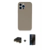 MARSİLYAN™- iPhone 13 Pro Max Kılıf Zirve Modern Özel Seri - Siyah 3D Antistatik Hayalet Cam Ekran Koruyucu + Raze Metal Kamera Lens - GD