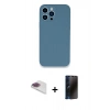 MARSİLYAN™- iPhone 13 Pro Max Kılıf Zirve Modern Özel Seri - Siyah 3D Antistatik Hayalet Cam Ekran Koruyucu + Pers Alüminyum Kamera Lens - GI