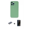 MARSİLYAN™- iPhone 13 Pro Max Kılıf Zirve Modern Özel Seri - Siyah 3D Antistatik Hayalet Cam Ekran Koruyucu + Renkli Kamera Lens Koruma Cam - SI
